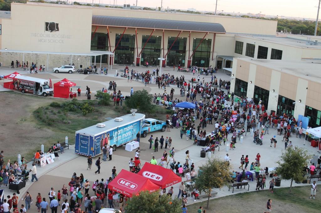 Overhead view of the courtyard from SABER.