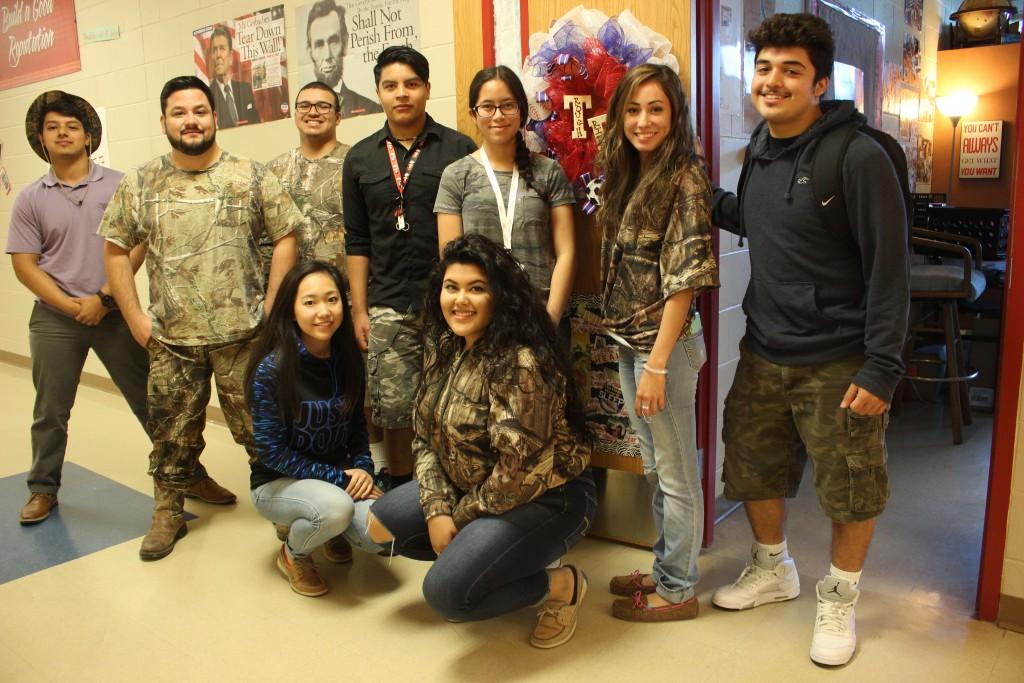 Third period student council dresses up for Camo Day on Monday. Photo by Ana Calderon