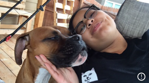 Gaby Alfaro and her dog Caesar spending their day outside.